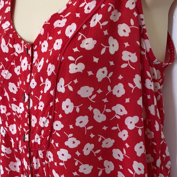 Maeve Anthropologie Sleeveless Red Floral Top Sz 0 - Picture 3 of 11